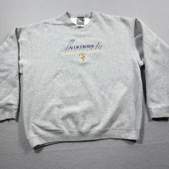 Vintage‎ Minnesota Vikings Pro Player Sweatshirt Men XXL Gray Embroidered NFL - Picture 2 of 10